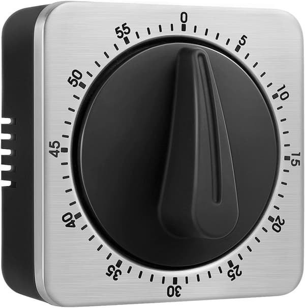 60 minuters timer med 80 dB larm ljud magnetisk nedräkningstimer rostfritt stål ansikte mekanisk timer