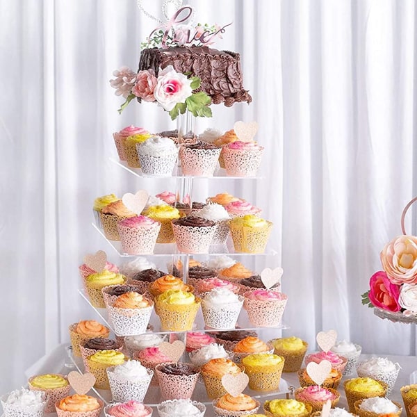 150-pack Cupcake-omslag, spetslaserskurna foder, pappersbakmuggar för bröllopsfestfödelsedag