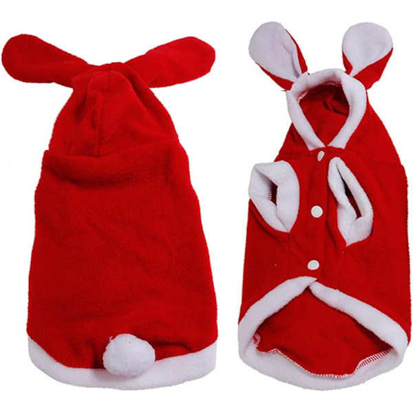 Mjuk vinterhoodie för husdjur, hundkläder cosplay kaninkostym (röd, XS) 1 st Red xs