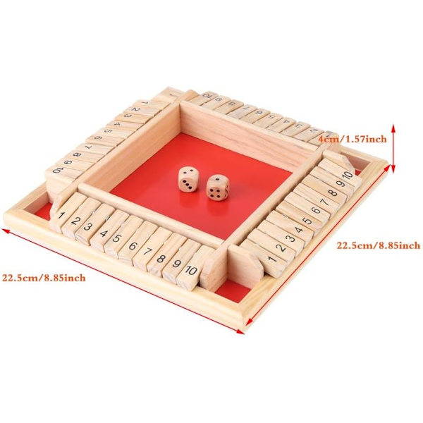 Traditionellt Shut The Box-spel för 4 spelare Digital Flop-spel Pub-brädspelet red