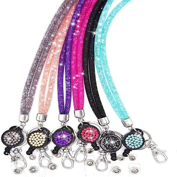 Korthållare med snodd nyckelring kristall snodd halsband bricka hållare (färg) color