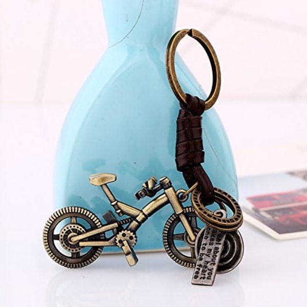 1 st Alloy Cykel Nyckelring Läder Nyckelring Brons Nyckelring Present