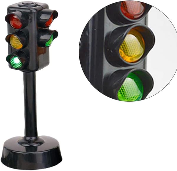 2 stk. Trafiklys Mini Trafiksignal Lampe Model Børn Læring Pædagogisk Legetøj
