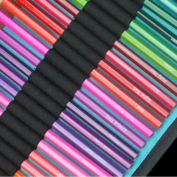 50 färgade pennor set, färgade pennor ritset med bärbar canvasväska blue