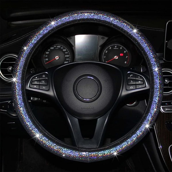 Glitter Rattmuff för Ratt, Universell Halkfri Glittrande Färgglad Bilstötskydd (Silver) Silver