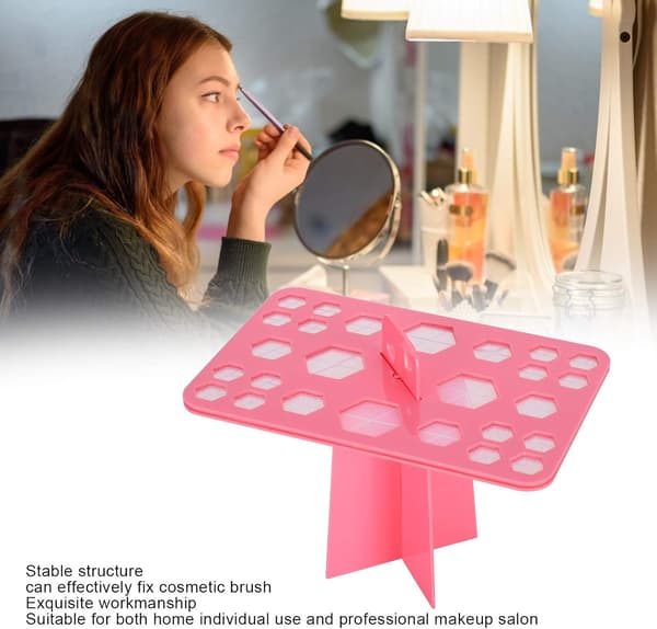 26-hullers makeupbørste tørrestativ organizer kosmetisk børste display stand hyldeværktøj-pink