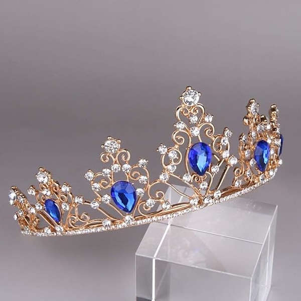 Drottning Tiara Rhinestone Barock Legering Huvudbonad Bal Brudkrona för Kvinnor Bröllopsfest