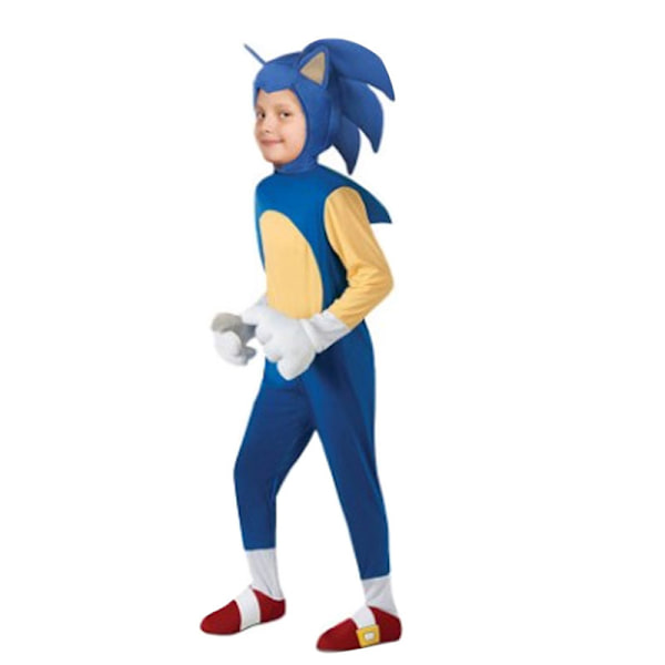 Halloween Sonic the Hedgehog Cosplay Jumpsuit Kostym Fest Barn Pojkar Blå m m