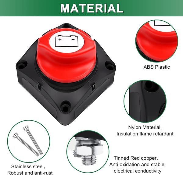 Batteriisolatorafbryder 12 V 24 V 48 V Batteriafbryder, 275 A Hovedafbryder Strømafbryder