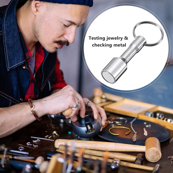 Nøkkelring magnetisk holder i metall med splittring, 6 stk.