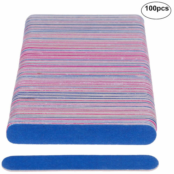 Paket med 100 engångs dubbelsidiga nagelfilar 180/240 grit, Mini dubbelsidig nagelfil