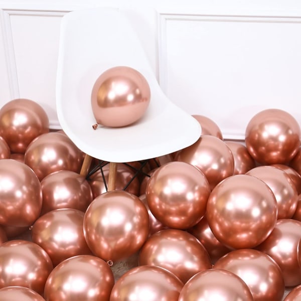 100 st metalliska latexballonger, festdekorationer för bröllop, roséguld Rose gold