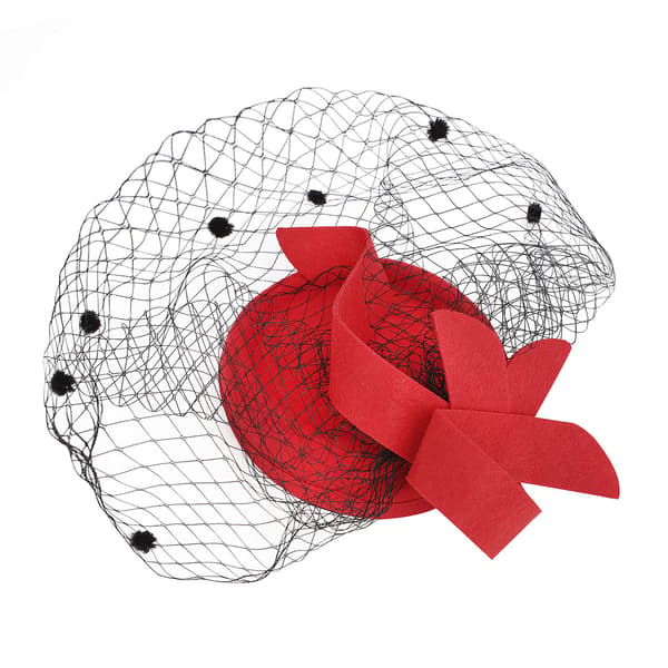 Mesh slørhatt klips Dame ball ansiktsdekke mesh topphatt hodeplagg (rød) Red