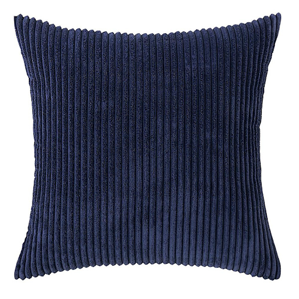 Set om 2 randiga manchester kuddfodral mjuka kuddfodral för soffa (16 tum, mörkblå) Dark blue 40*40