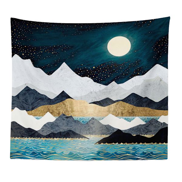 Naturlandskap Abstrakta berg Havsvågor och Stjärnhimmel Digitaltryck Konst Gobeläng 180x230cm