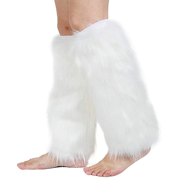 Mjuka benvärmare i plysch, med resår, fluffiga, eleganta, karneval, halloween, utklädningstillbehör