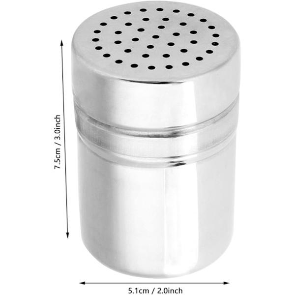 Kryddskakare, rostfritt stål Dredge Shaker krydddispenser kryddburk pulver skakare（S) S