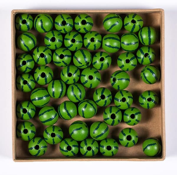 50 stk. 16 mm vandmelon træperler, løse træperler, rustikke bondehusperler