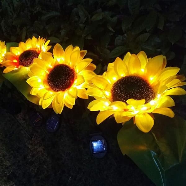 Solar udendørs LED Sumflower Solar Haveplæne Landskabslampe 2 STK