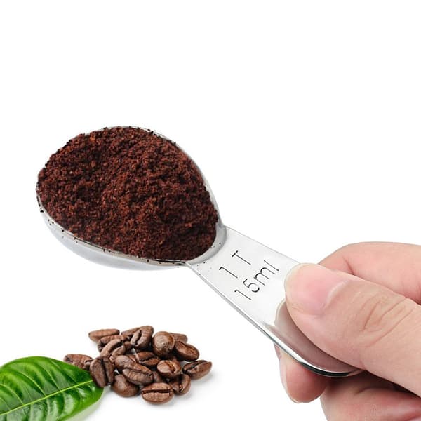 Kaffeskje-distributør i 18/8 rustfritt stål, kort håndtak (30 ml)