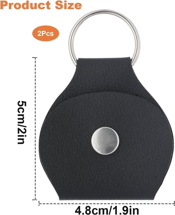 2 x Gitarrplektrum Nyckelring Hållare, PU Läder Gitarr Plektrum Hållare, Nyckelring Väska (Svart+Brun)