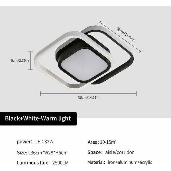 LED-taklampa, taklampa 26W, taklampa 2080lm, 3000K, lämplig för vardagsrum, sovrum, kök, hall