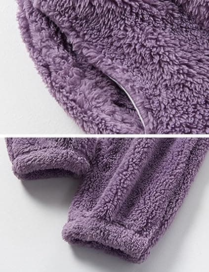 Kvinnors fluffiga pyjamas set fleece pullover byxor lös plysch sovkläder (lila, l) Purple l
