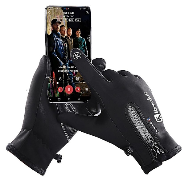 Herr Vinter Touchscreen Vindtät Termiska Handskar med Fleece(Svart,S) Black s