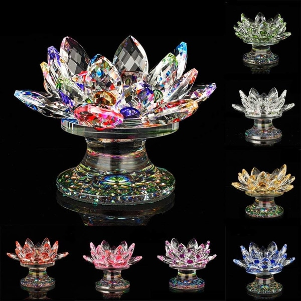 Kristall Lotus Ljusstake, Glas Ljus Lampor Hållare Lotus Ljusstake, Heminredning (Färgglad) Colorful