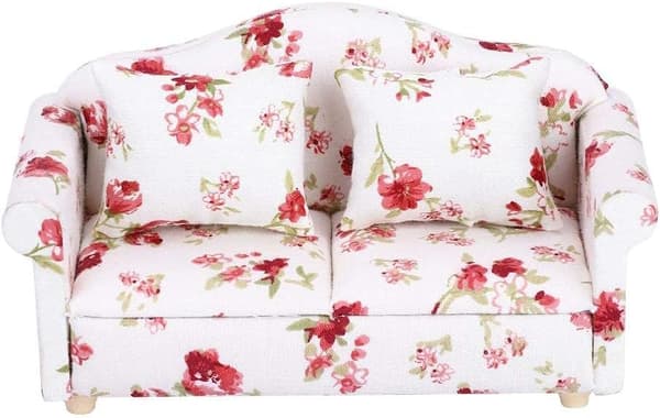 Dukkehus 1:12 Blomstermønster Mini Møbler Kjærestesofa (Stil B)