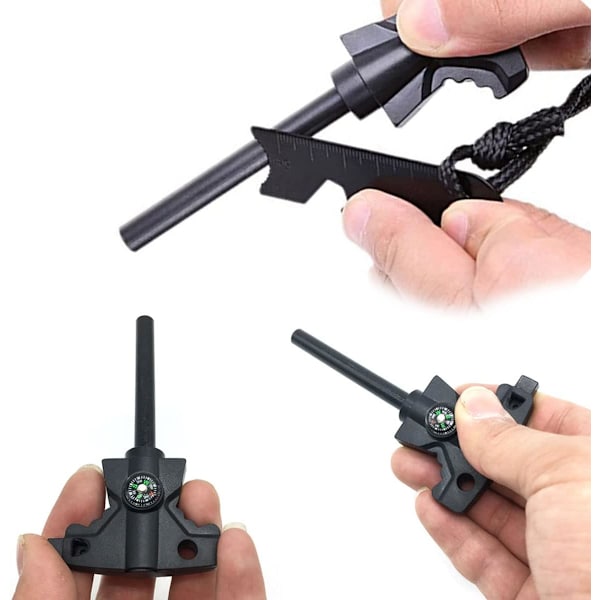 Utomhus Mini Magnesium Flint, Fire Steel med Kompass 1 Stycken