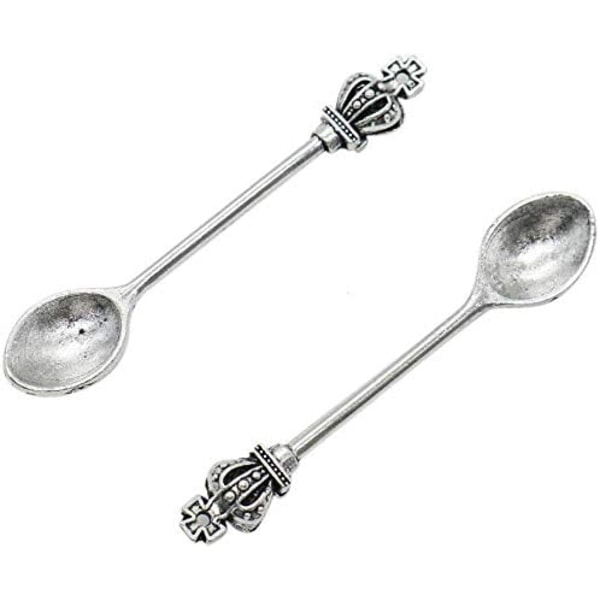 20 st Vintage skedformad krona antik silverfärgad halsbandshänge handgjorda smyckestillbehör