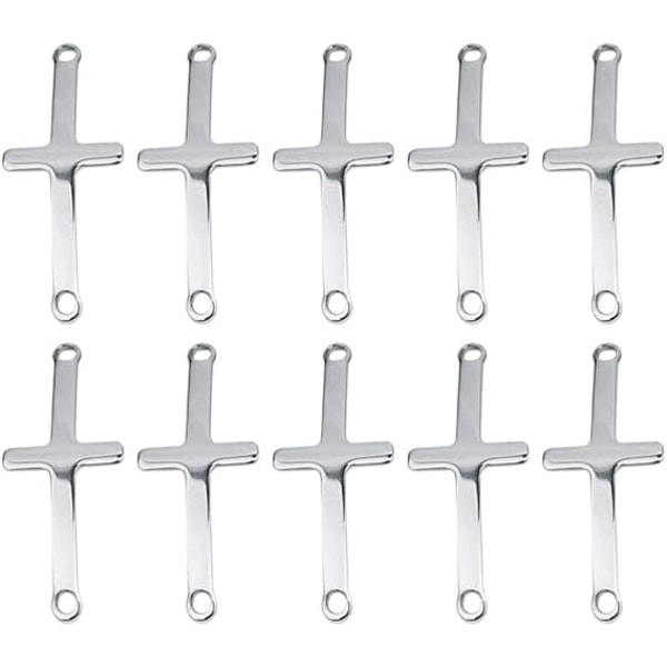 Cross Connectors Charms, 10st rostfritt stål dubbelhål metall korshängande kopplingar