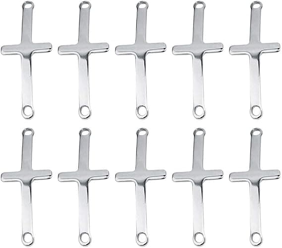Krydsforbindere Charms, 10 stk. rustfrit stål dobbelt hul metal kryds vedhængsforbindere