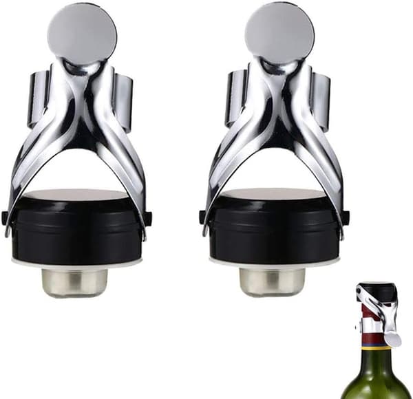 2 stk. vinprop i rustfrit stål, champagne- og mousserende vinprop, vakuumforseglet champagne-prop