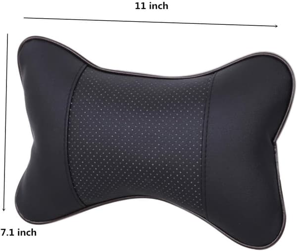 2-pack PU-läder nackstöd för bilstolar, andningsbart nackstöd, stötdämpande black