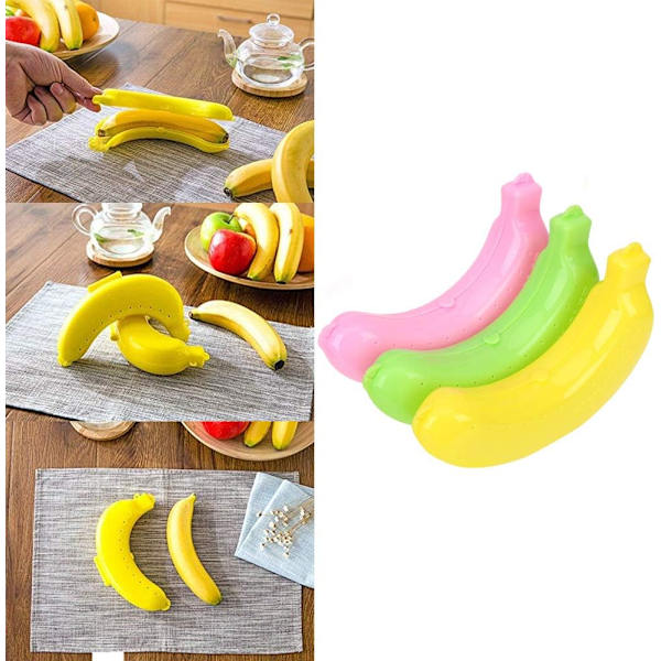 Liten bärbar och hållbar förvaringslåda för bananer (gul) Yellow