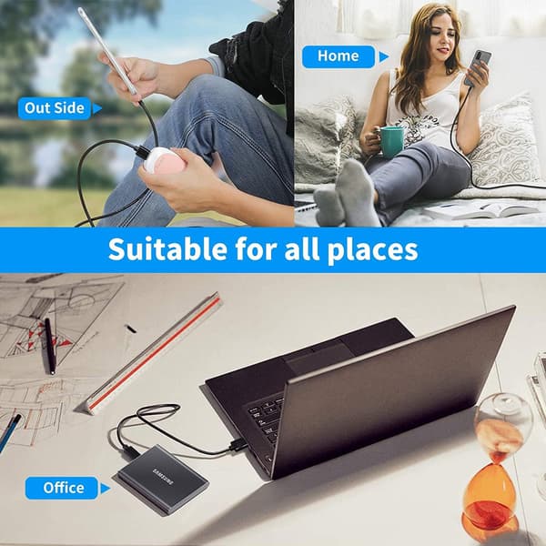 USB-C til USB 2.0 tilkoblingskabel 1 m, hurtiglading opptil 3 A, ladekabel og datakabel, lengde 1 m