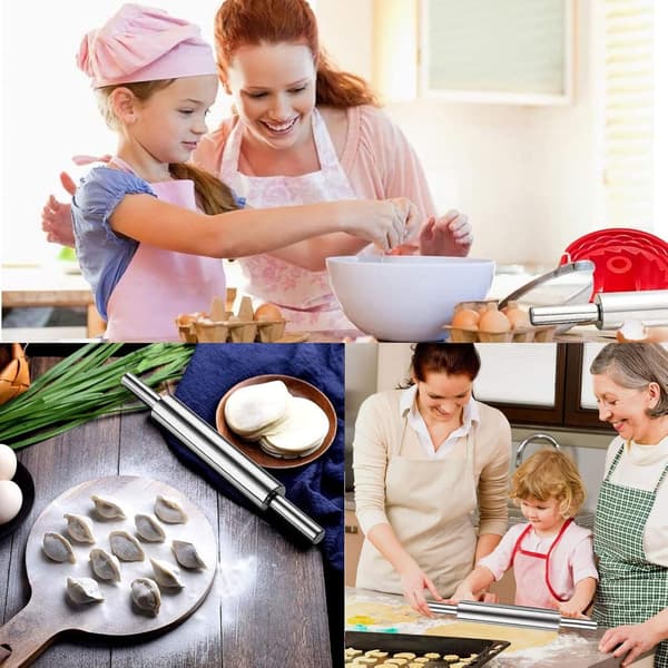 Kjevle i rustfritt stål med trehåndtak, perfekt baketilbehør, kjevle