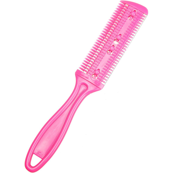 1 st Razor Comb Hårutgallringskammar, Dubbla Sidor Rostfritt Stål Hårklippare Hårstyling (rosa)