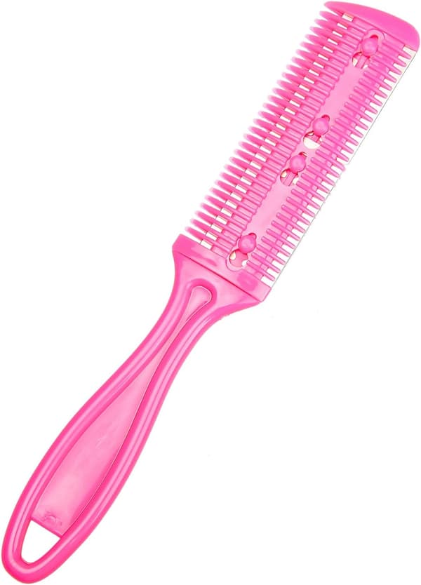 1 stk. barberkam hårtynnerkammer, dobbeltsidig hårkutter i rustfritt stål hårstyling (rosa)