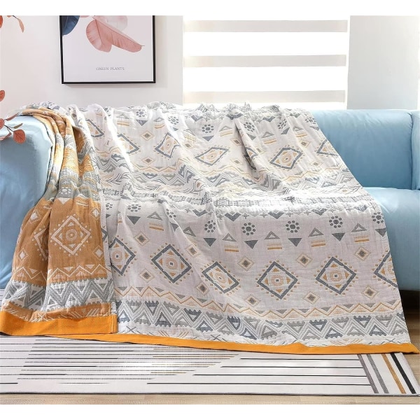 Boho sängöverkast Dubbelsidig sängkläder filt filtöverdrag lakan för soffa säng bomull (200 x 230 cm)