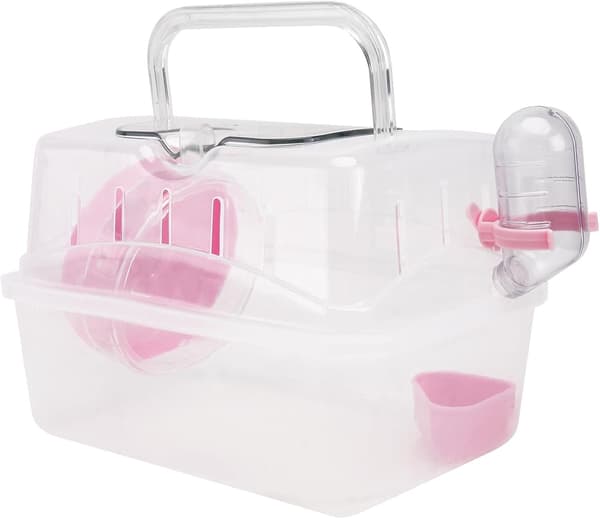 Bærbart Hamsterbur Panoramisk Takvindu Bur (Rosa) 1 Stykke