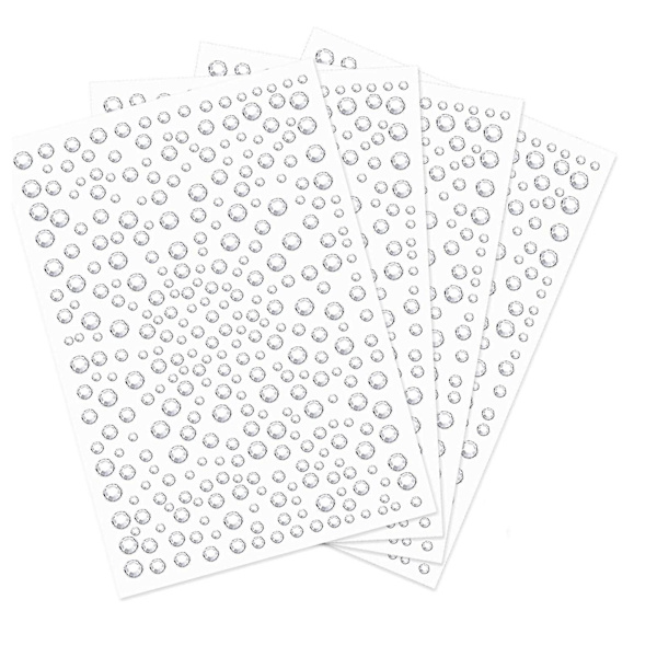 Självhäftande glitterstenar 4 ark strass klistermärken med 1 pincett strass silver runda