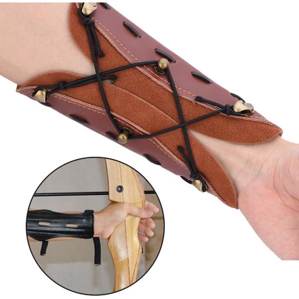 Arm Guard Läder Antik Bracer Armband för Bågskytte Skyddsutrustning