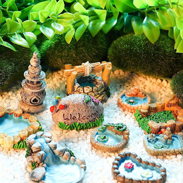 12 st Miniatyr Trädgårdsdamm Prydnader