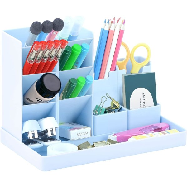 Paket med 5 pennhållare, multifunktionell pennhållare för hemmakontor och skola (blå) Blue