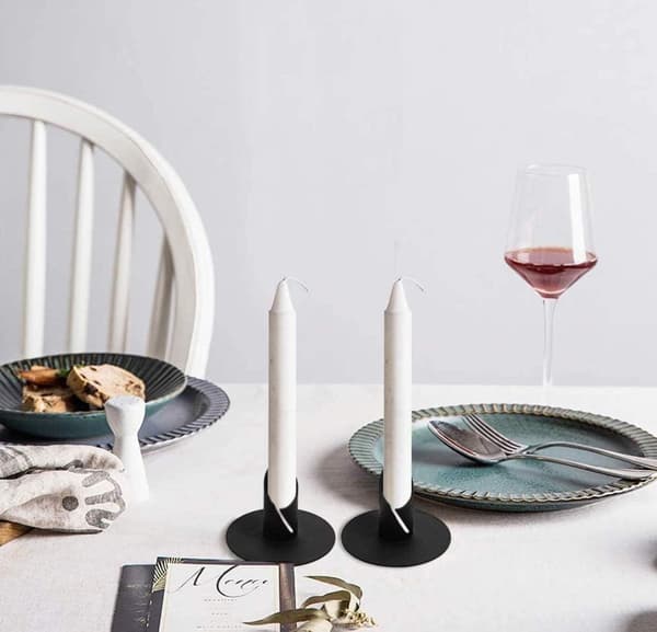 2 metall koniske lysestakeholdere, moderne lysestake, til bryllup, bursdag