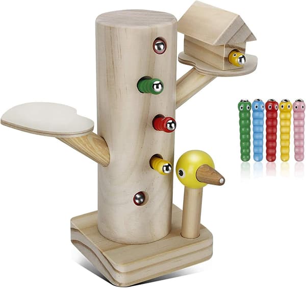 Magnetiskt leksaksspel för barn 3 år, hackspettfångarleksak Montessori-leksaker