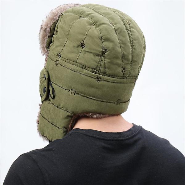 Vintervarm kattunge broderad vindtät mask öronmuff keps (svart) Black